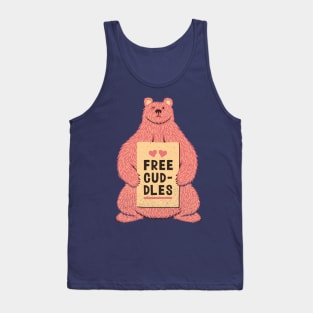 Cute Bear Free Cuddles Pink Tank Top